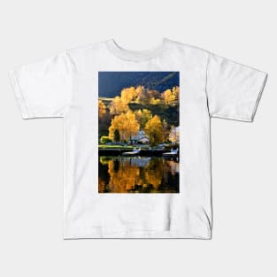 Autumn Trees Flam Aurlandsfjord Norway Kids T-Shirt